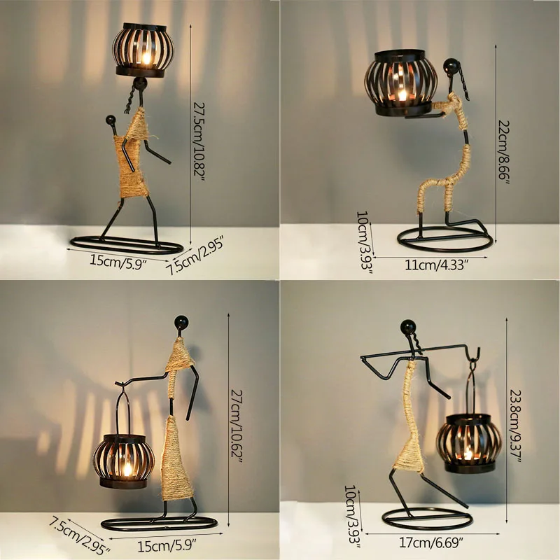 

Strongwell Nordic Metal Candlestick Abstract Character Sculpture Candle Holder Decor Handmade Figurines Home Decoration Art Gift