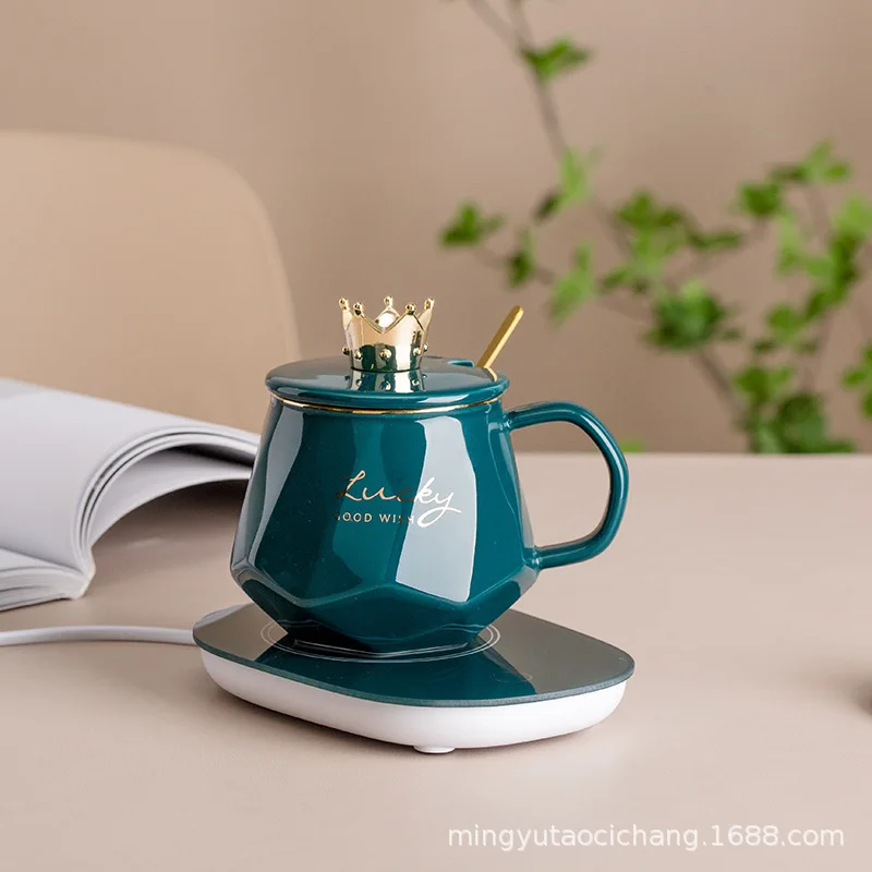 

Creative Crown Ceramic mug Cute Coffee Mug Milk Cup with spoon lids Coffee tea Cup 400ml Capacity Water Mugs X-Mas Gift