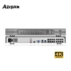Видеорегистратор AZISHN 16 каналов 4K Ultra HD 8 Мп POE NVR Onvf H.265 48 В, IP-камера с распознаванием лица, система видеонаблюдения P2P, сеть Xmeye