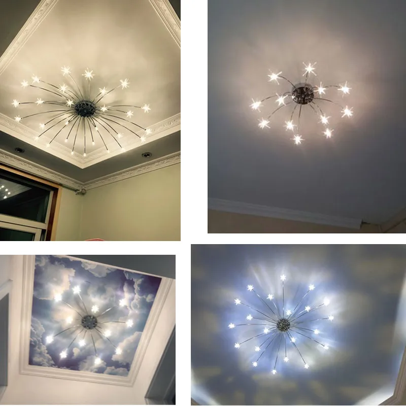 

1 Modern LED Ceiling Light Bedroom Kitchen Children Room Ceiling Lamp Ice Flower Glass LED Bulbs Daily Lighting Glass Stone G4