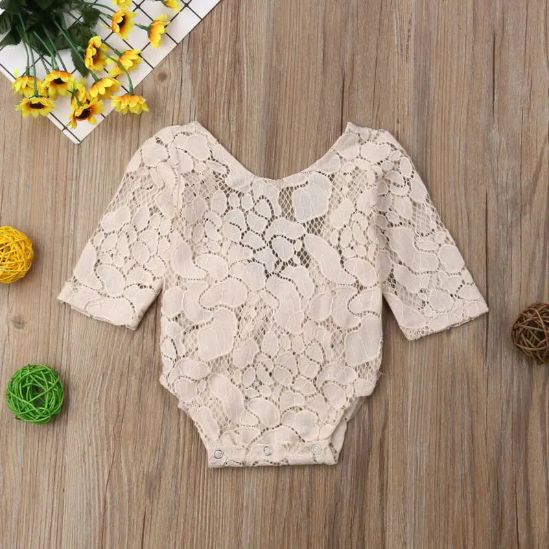 Детский кружевной боди с длинным рукавом и цветочным принтом|Боди для малышек| |