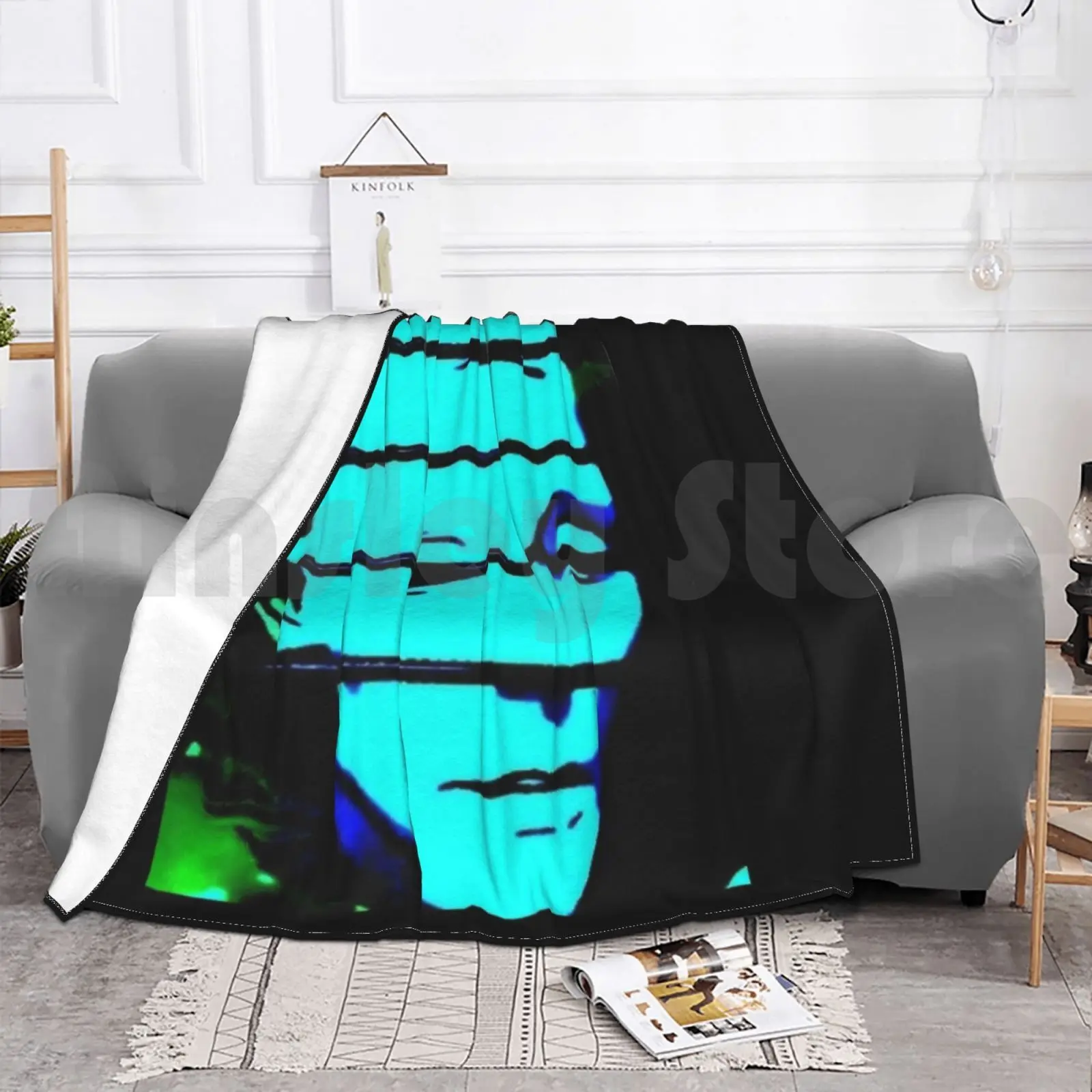 Синее одеяло для дивана-кровати путешествия поп-арт эмо мраморное