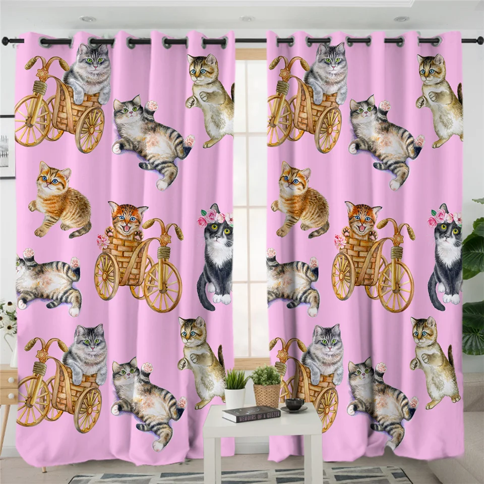 Cat 006 - 1 Piece Постельные принадлежности Outlet мультфильм гостиная занавес для детей занавес с изображением животных для спальни милый кот печать черный белый окно лечение шторы - Цвет: Cat 006 - 1 Piece