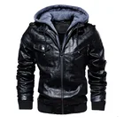 Брендовая мужская кожаная куртка, Мужское пальто с капюшоном 4XL 5XL, уличная Ретро Повседневная мотоциклетная куртка из искусственной кожи, мужская одежда AYT14