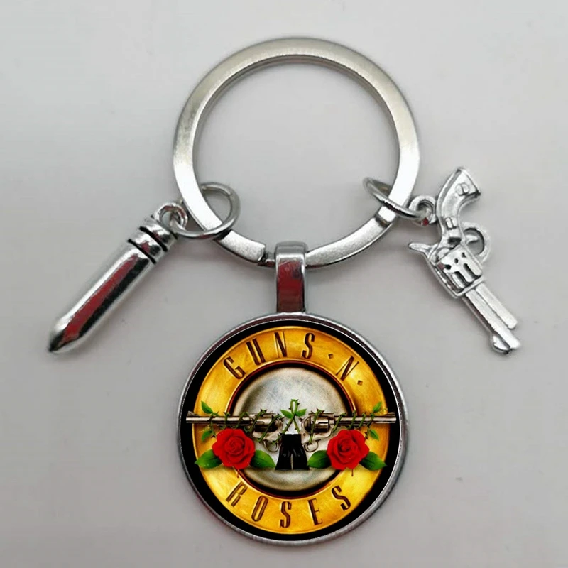 Мода Пистолеты n брелоки с розами в искусстве Стекло купол BPGNR логотип брелок
