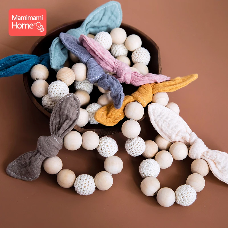 1 шт Детские деревянный Прорезыватель для зубов кормления Браслеты погремушка