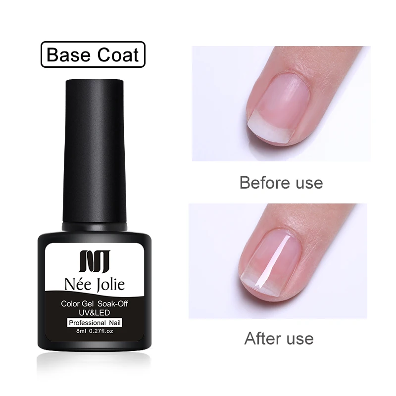 Base Coat NEE JOLIE, 60 цветов, 8 мл, Гель-лак для ногтей, СВЕТОДИОДНЫЙ УФ-гель для ногтей, серый, красный, розовый, лак для ногтей, гибридный гвоздь, Гель-лак - Цвет: Base Coat