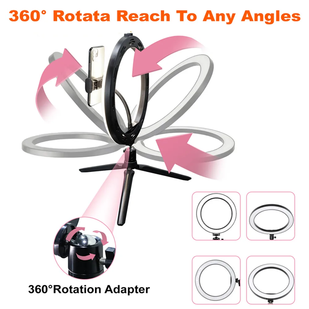 Light LED Live Ring Light Selfie Lamp USB Dimmable Tripod Stand Ringlight Trepied Makeup For Live Video Streaming