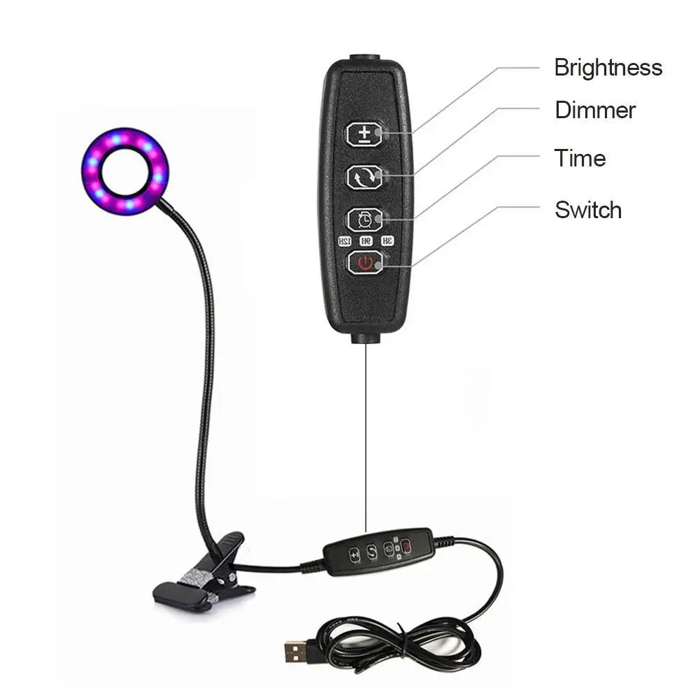 

Full Spectrum Grow LIght With Desk Clip Succulents Plant With Timing Function