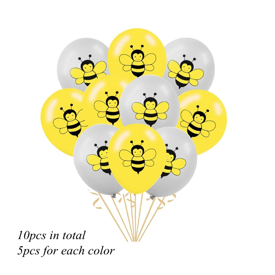 10p Mix yellow white 1 Набор шаров серии Honeybee пчела торт Топпер ребенок душ мама-пчела прекрасный бумажный Баннер Дети подарок Вечеринка по случаю Дня Рождения украшения - Цвет: 10p Mix yellow white