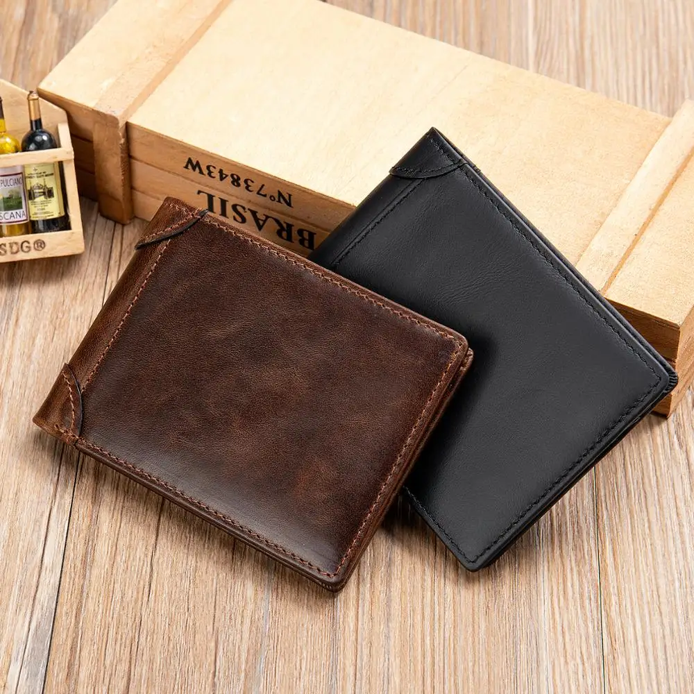 

WESTAL men's wallet genuine cowhide leather fashion slim purse for men money bag credit card holder RFID wallet short fashion