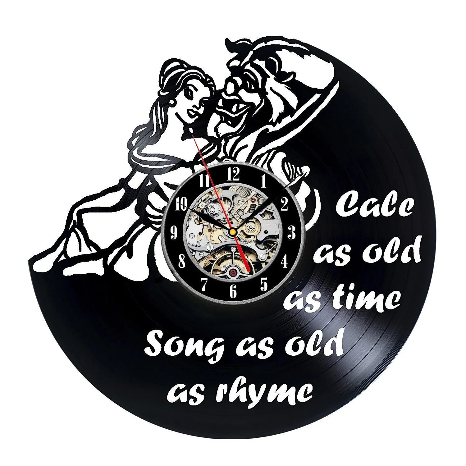 Настенные часы Красавица и Чудовище декоративные 3d с виниловой записью