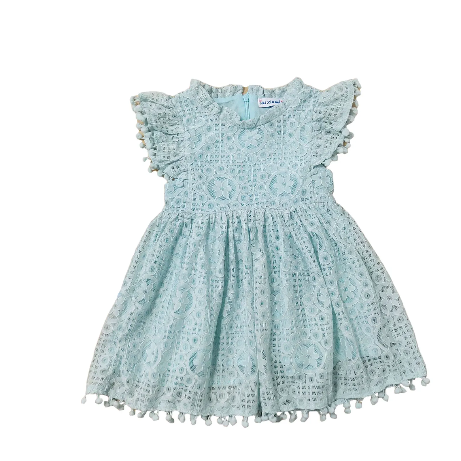 

Kids Girls Fly Sleeve Lace Dress Children Girls Stylish Dress for Party Daily Wear