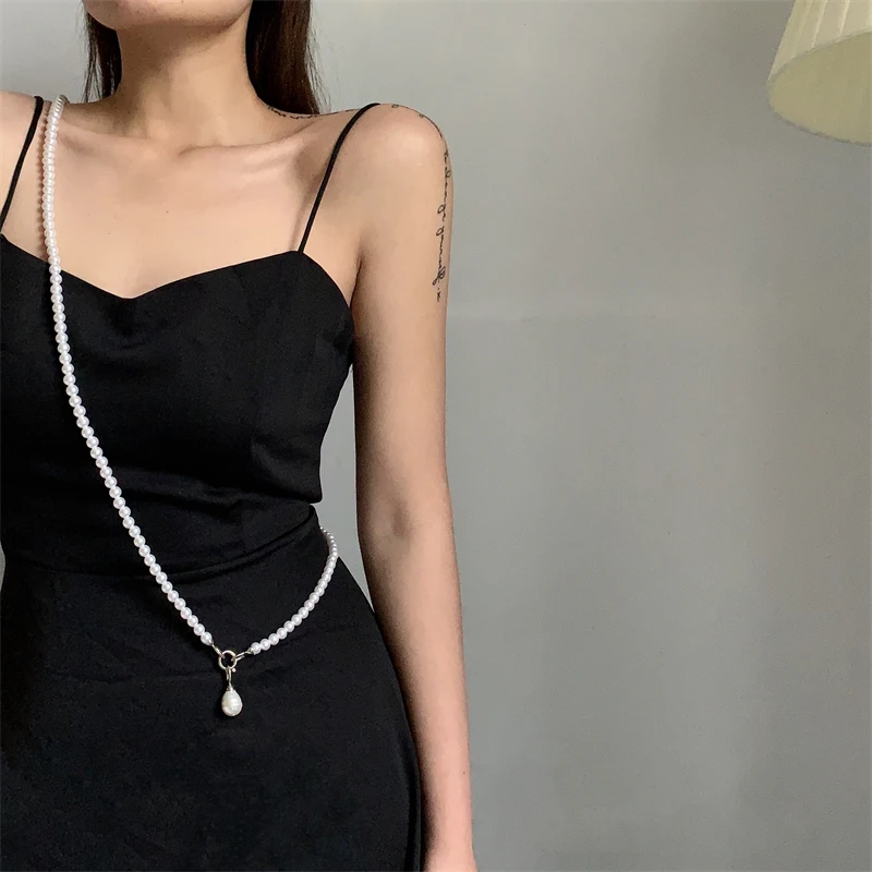 Длинное жемчужное ожерелье Женская цепочка для тела аксессуары костюма