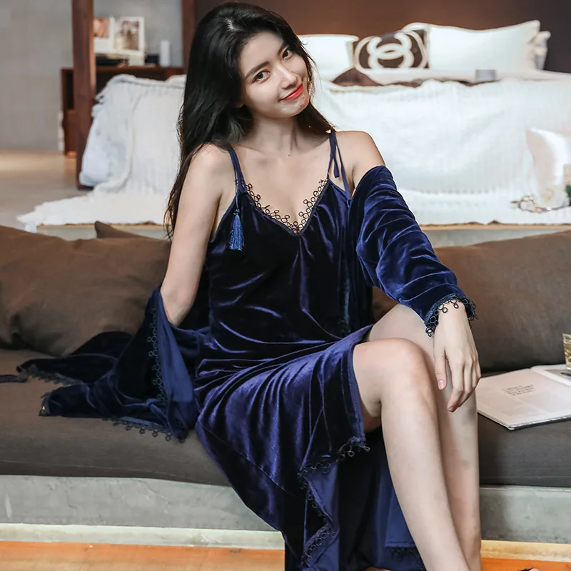 Бархатный бархатный костюм из 2 предметов для осени и зимы сексуальное домашнее