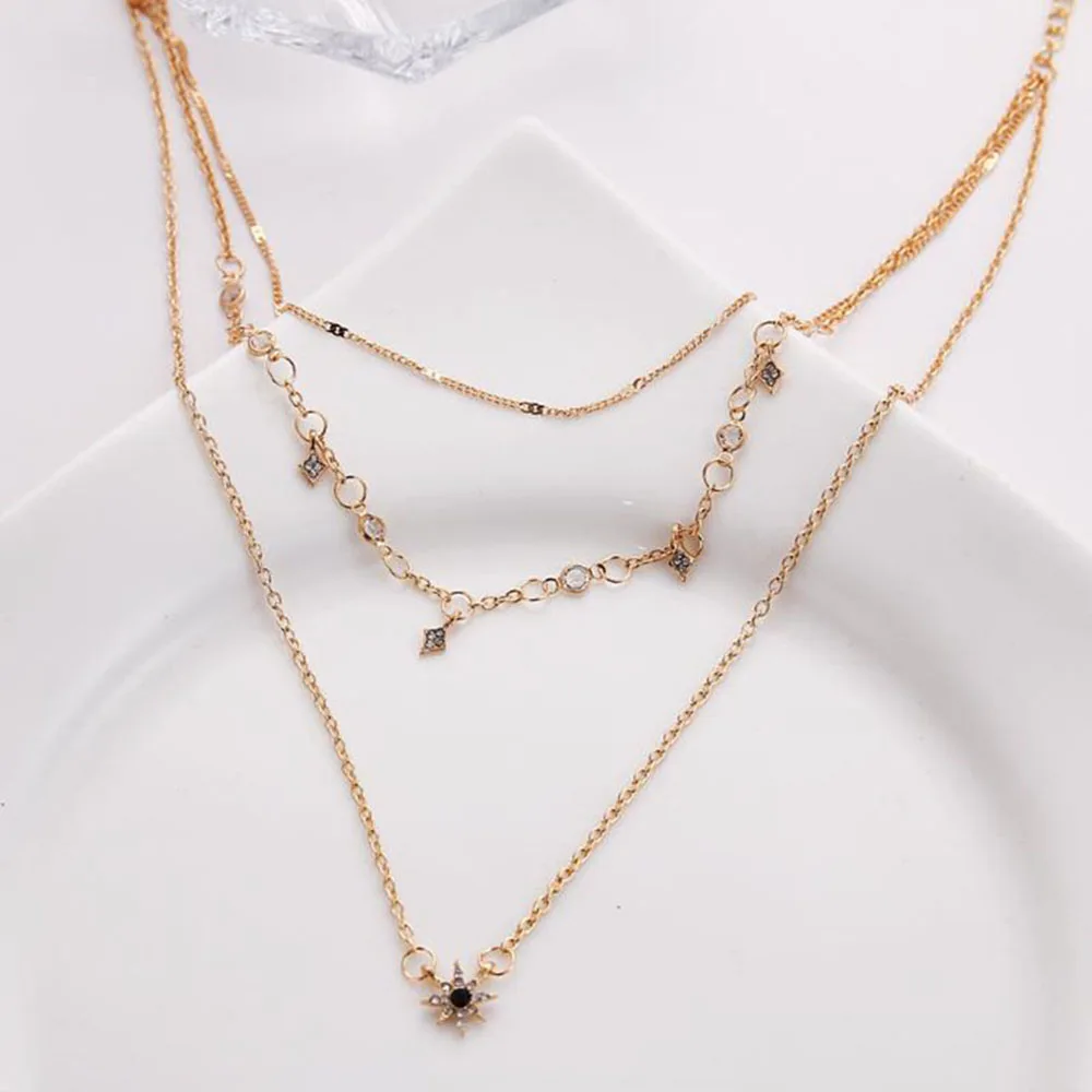 Женское многослойное ожерелье с подвеской в виде звезд|Ожерелья подвеской| |