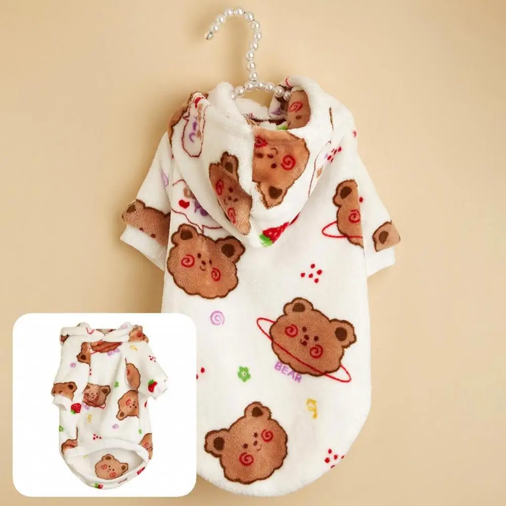 

Attractive Great Bear Printed Lovely Puppy Pullover White Color Pet Outfit Breathable for Autumn