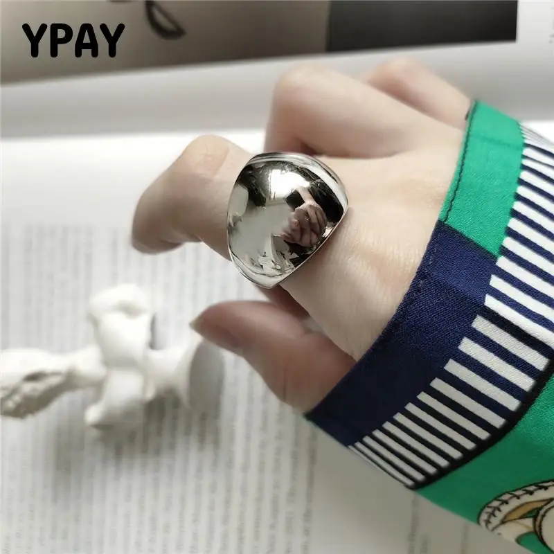 

Оригинальное женское регулируемое кольцо YPAY, серебряное блестящее кольцо с большим глянцевым покрытием, Ювелирное Украшение для вечеринки...