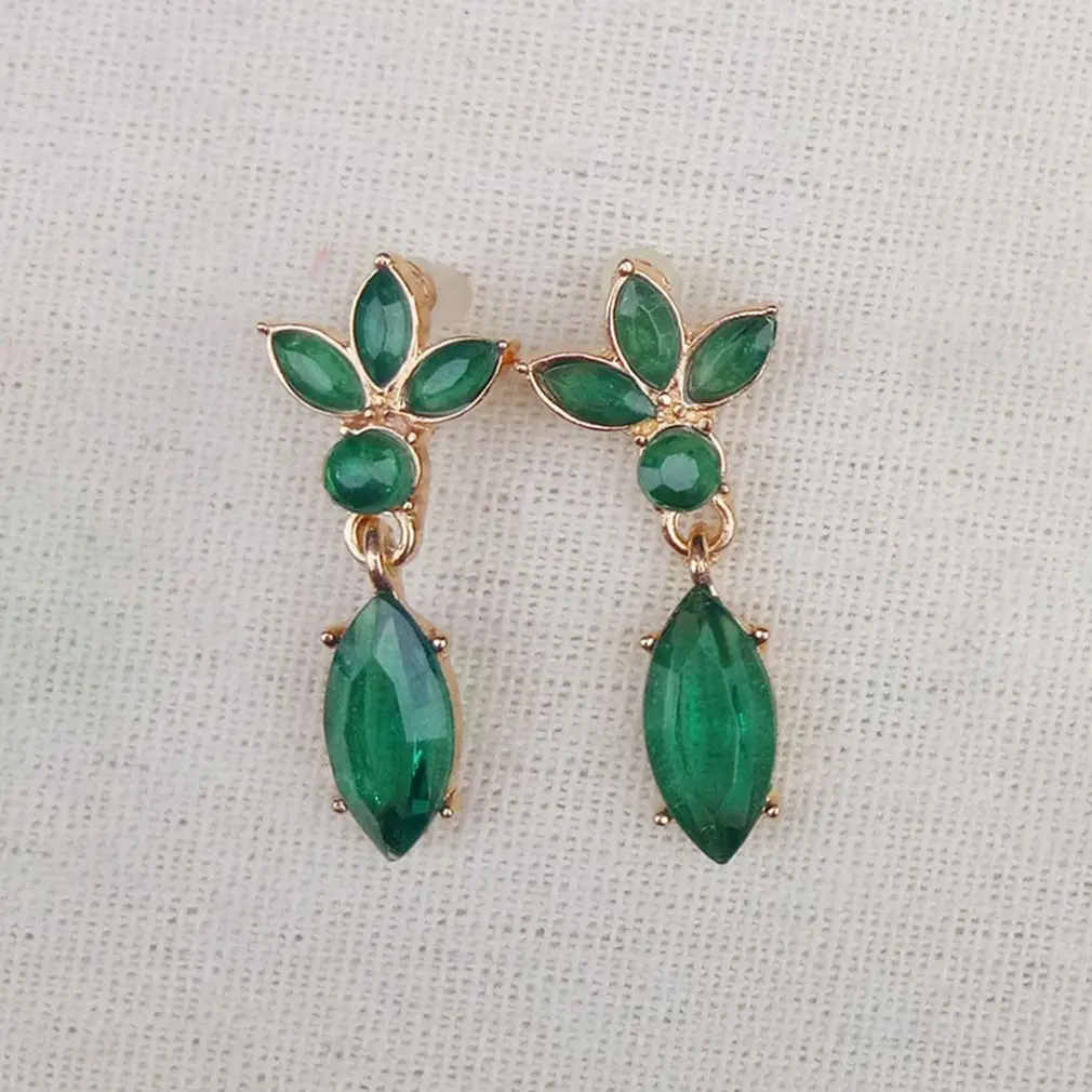 Женское Ожерелье + серьги с Зелеными камнями в европейском и американском стиле