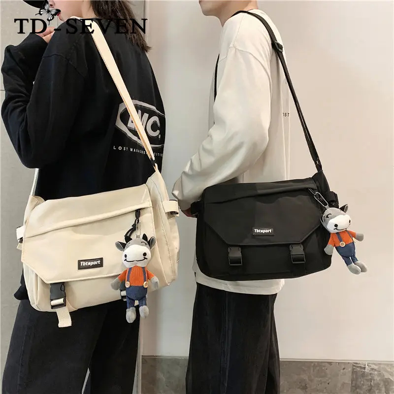 

High Capacity Postman Nylon Waterproof Cloth Student Female Messenger Bag Versatile Tooling Single Shoulder Bag Girl Schoolbag