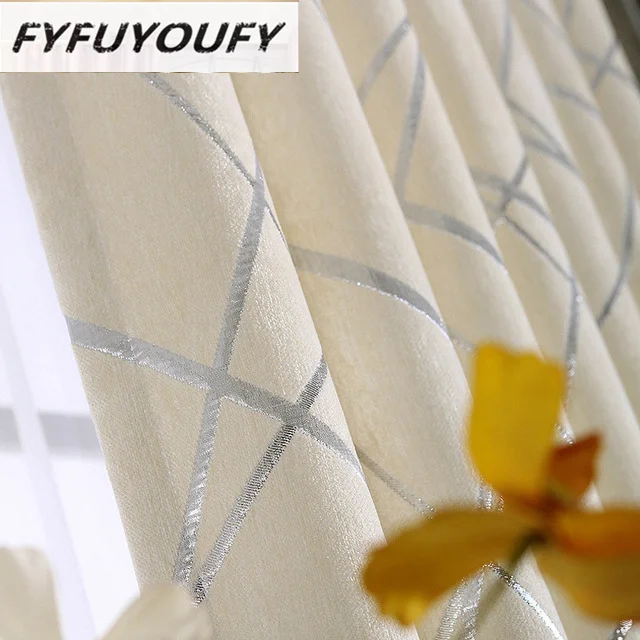 Хлопок Лен полосатый Современная Роскошь Оконные Шторы для Гостиной Кухня