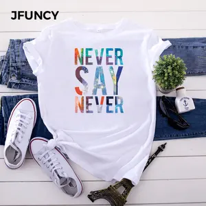 JFUNCY размера плюс 4XL 5XL Женские футболки женская футболка летние Harajuku Графические футболки топы 100% хлопок с коротким рукавом женская футболка