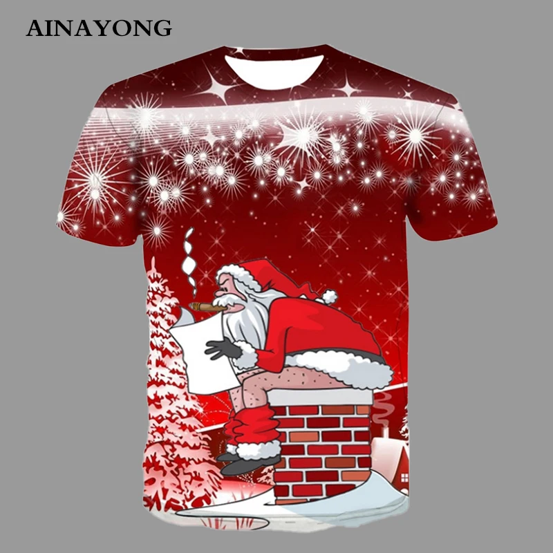 Christmas Element Clothing T-shirt Hip Hop Mens Top Tees Immoral Santa Tshirt For Man Summer Fashion O Neck Short Sleeve Shirts