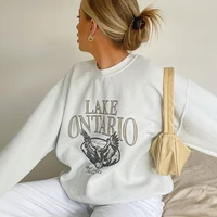 letter eagle 100 cotton print vintage loose sweatshirts women pullover casual 2021 new spring streetwear plus size french tops
