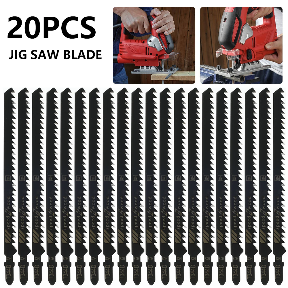 

20Pcs/Set Jig Saw Blade Jigsaw Blades Set Metal Wood Assorted Blades Woodworking T344D Power Tool Accessories HCS Jig Saw Knife