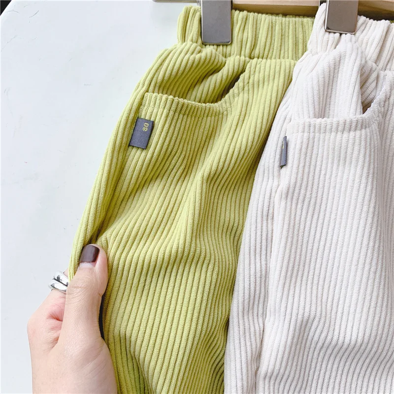 Новое поступление весна-осень 2020 хлопковые однотонные вельветовые брюки в