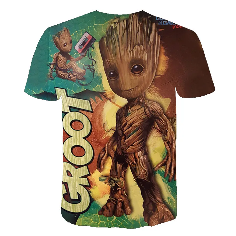 

Superhero Groot Movie Milky Way T-Shirt Summer New Men's 3D Printed Men's and Women's Short Sleeve T-Shirt Children's Fun TShirt