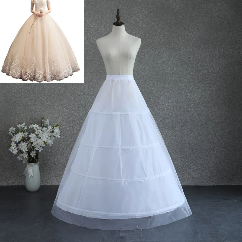 

Long Bridal Dress Petticoat Crinoline Underskirt Wedding Dress Prom Dress Hoop 4-Bones White Petticoat Vintage Slips tutu Adult