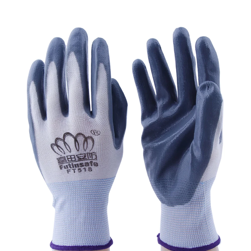 1 пара разноцветных нейлоновых нескользящих износостойких латексных перчаток