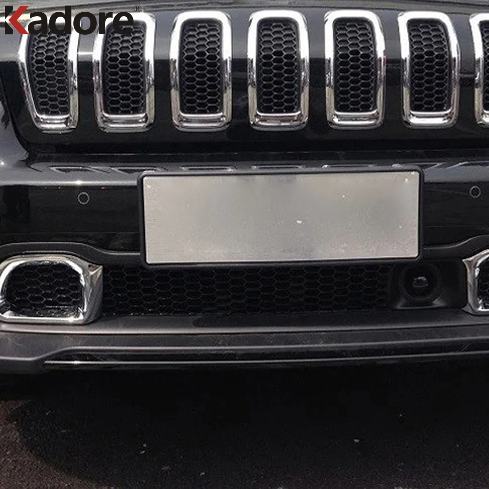 Передняя вставка для Jeep Cherokee 2014 2015 2016 ABS Chrome накладка на решетку кузова автомобиля