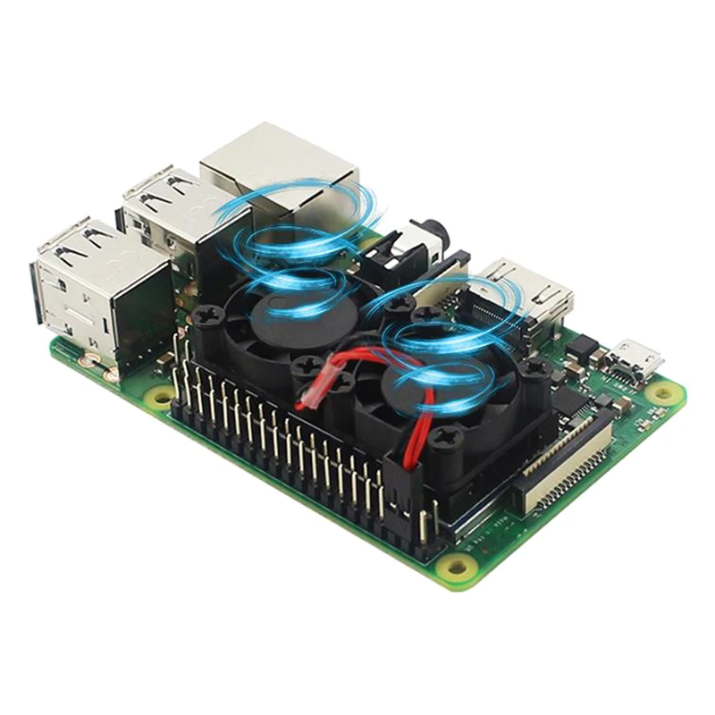 Raspberry Pi 4 двойной вентилятор с радиатором двойной охлаждающий вентилятор система охлаждения Радиатор для Raspberry Pi 3 Model B 3B Plus 3B