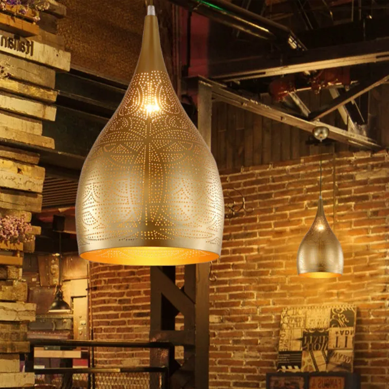 

Простой современный железный подвесной светильник в европейском стиле с отверстиями, подвесные светильники для спальни, мужского кафе, осв...