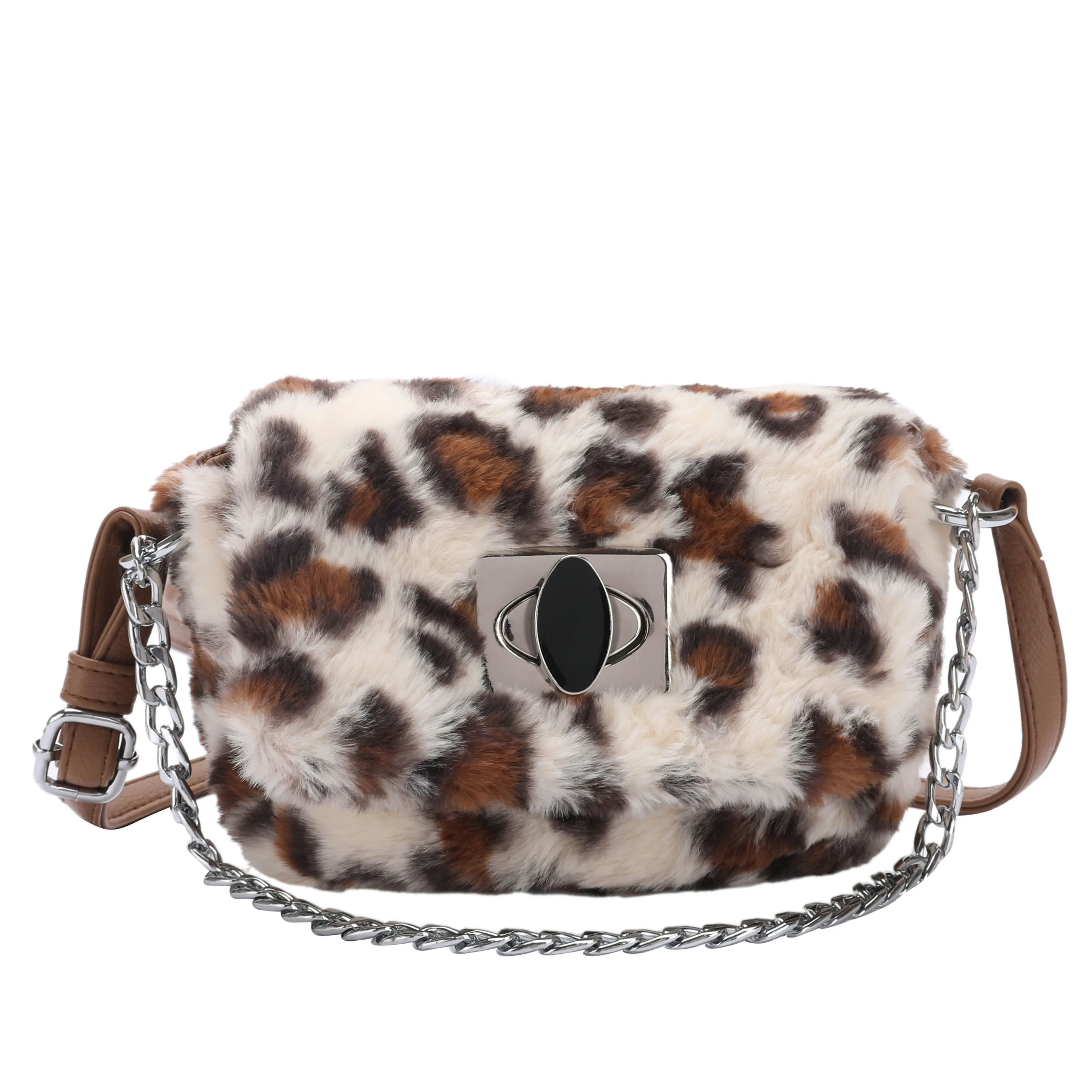 

2020 Winter New Quality Soft Plush Women's Designer Handbag Elegant Female Square Crossbody Bag Chain Shoulder Messenger Bag