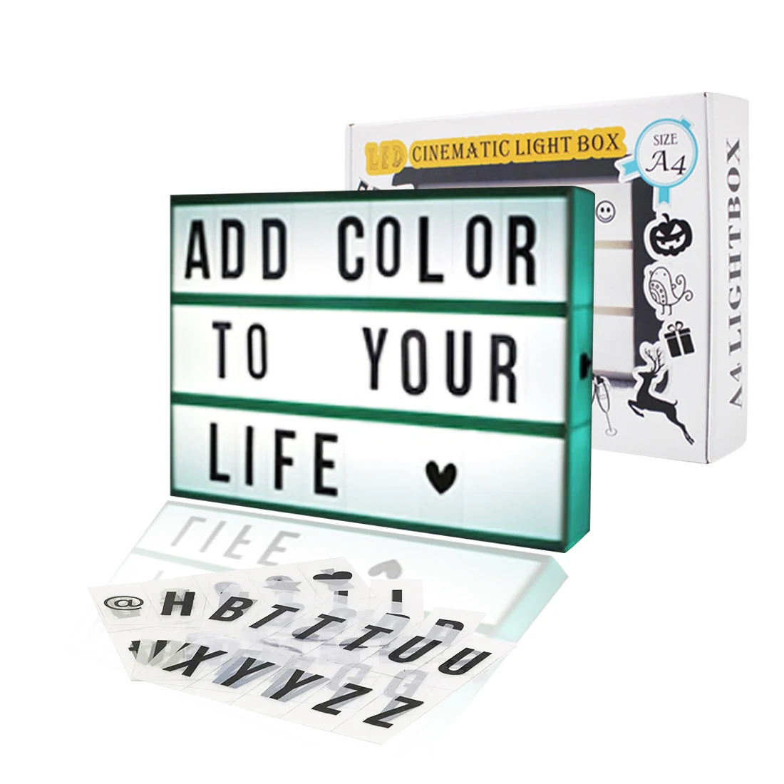 

LED Combination Light Box Night Table Desk Lamp A4 A5 A6 DC 5V DIY Letters Symbol Cards Decor USB/Battery Powered Message Board