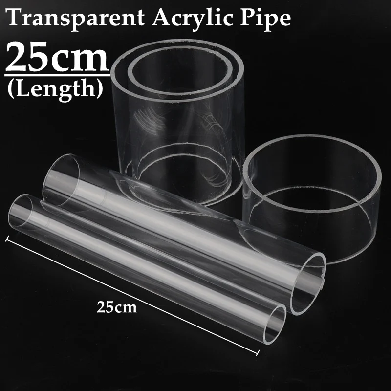 

2pcs 25cm O.D16-110mm High Transparent Acrylic Tube DIY Aquarium Fish Tank Clear Glass Pipe Industry Clear Acrylic Pipe