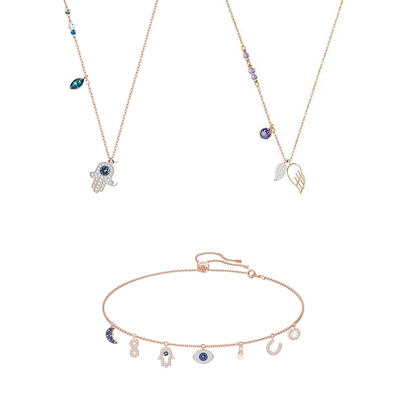 

Высококачественное модное изысканное ожерелье APM SWA с ангельскими крыльями глаз дьявола темпераментная универсальная цепочка до ключиц по...