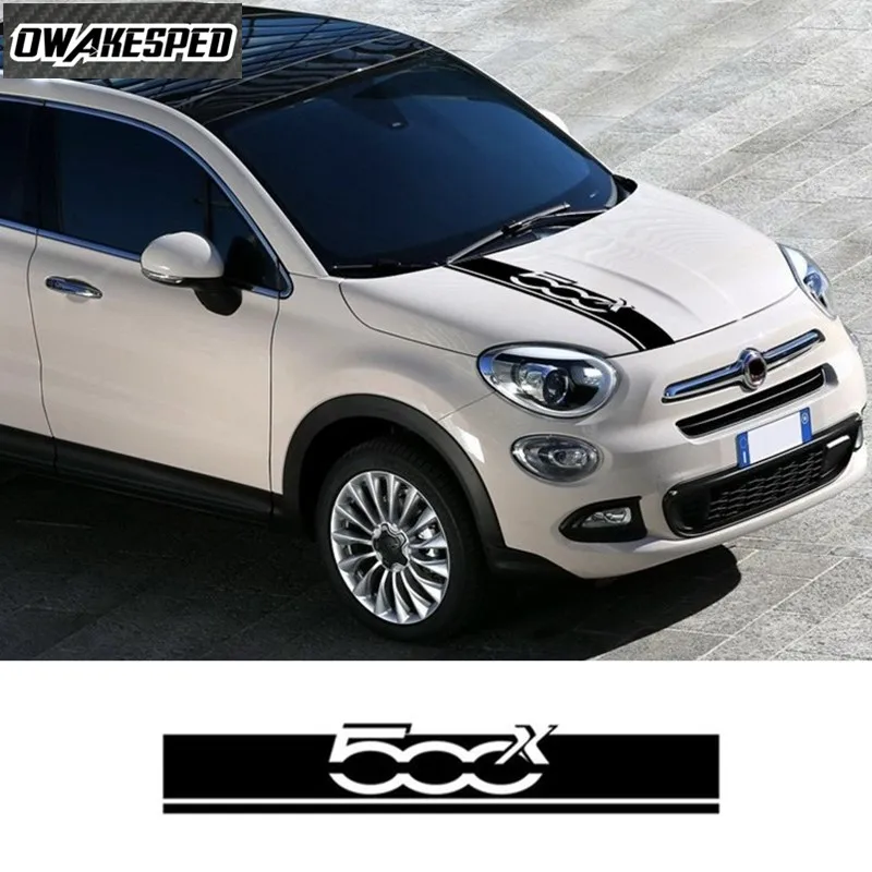 

Для-Fiat 500X Авто Крышка двигателя полосы Авто тело Декор виниловая наклейка внешние аксессуары капот автомобиля Спорт стикер