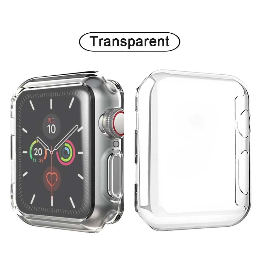 Full protection Защитный чехол для Apple Watch, версии 5 4 3 2 1 40 мм 44 мм 360 прозрачный чехол из ТПУ с полной чехол для наручных часов Iwatch, 5 4 3 2 1 38 мм 42 мм - Цвет ремешка: Full protection