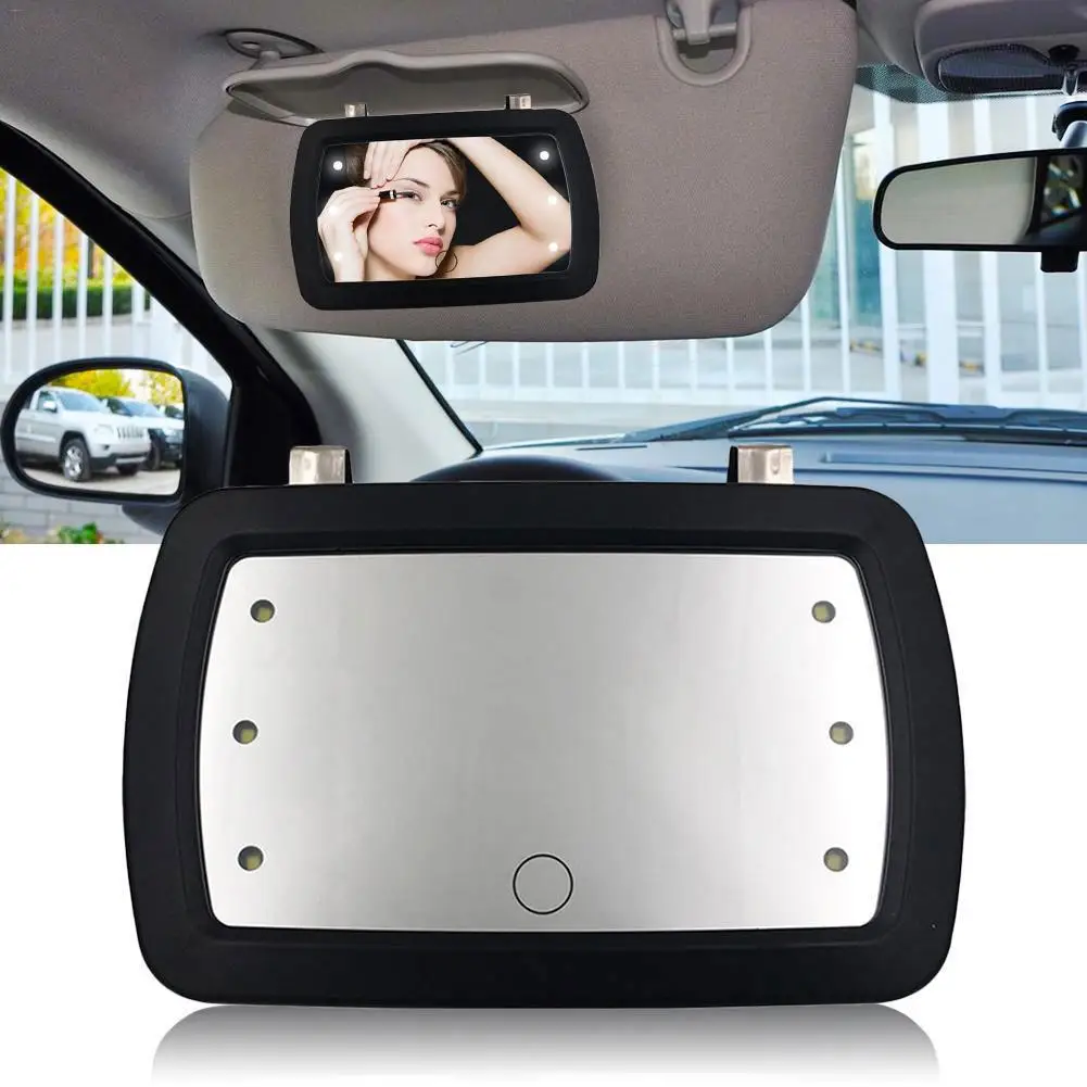 

Car Interior Sun Visor Mirror Vanity with Six LED Lights Automobile Make Up Mirror Cosmetic Sun-shading High Clear Touch Switch