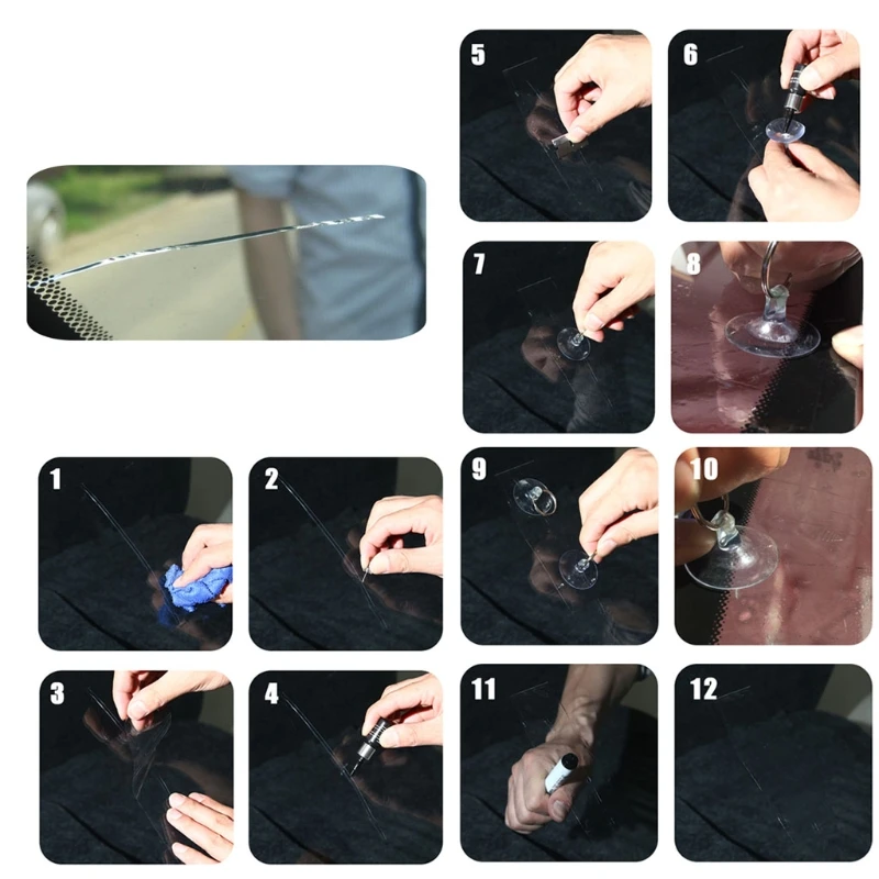 

Car Windshield Repair Kit Auto Glass Crack Repair Tools with Repair Agent