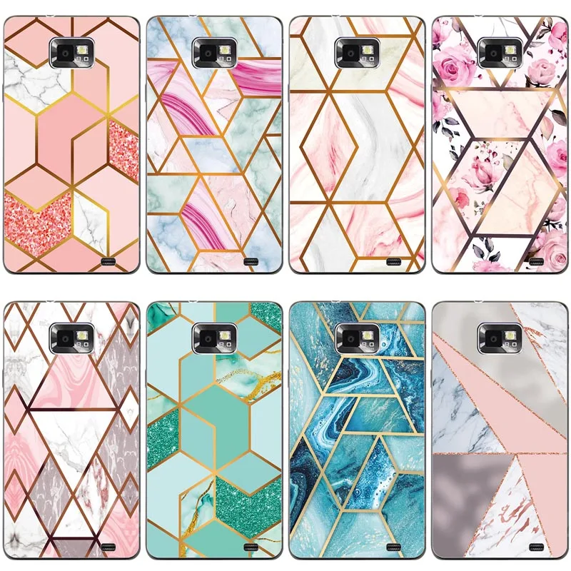 Мягкий чехол для телефона с геометрическим мрамором Samsung Galaxy S2 i9100 / Plus i9105 цветной
