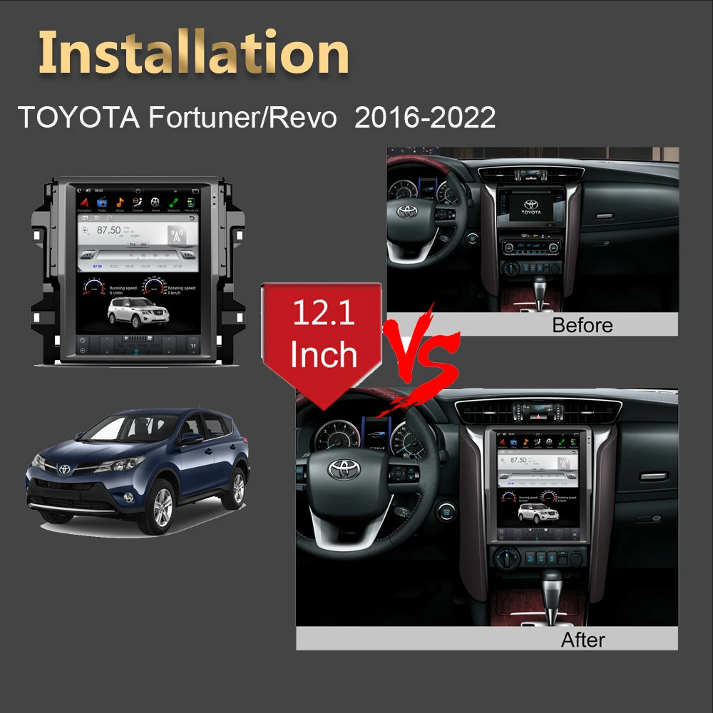 Автомобильный GPS-навигатор Android 9 0 вертикальный для TOYOTA Fortuner/HILUX Revo 2016-2019 года A/C |