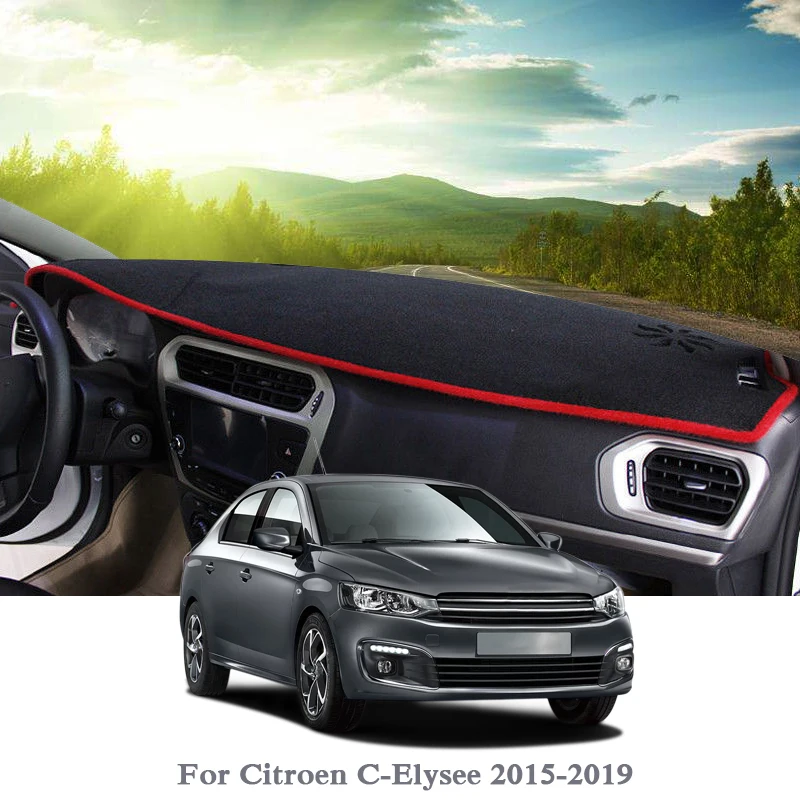 

Car Styling Dashboard Avoid Light Pad Instrument Platform Cover Mats Rose For Citroen C-Elysee 2015-2019 LHD&RHD Anti-dust Pad