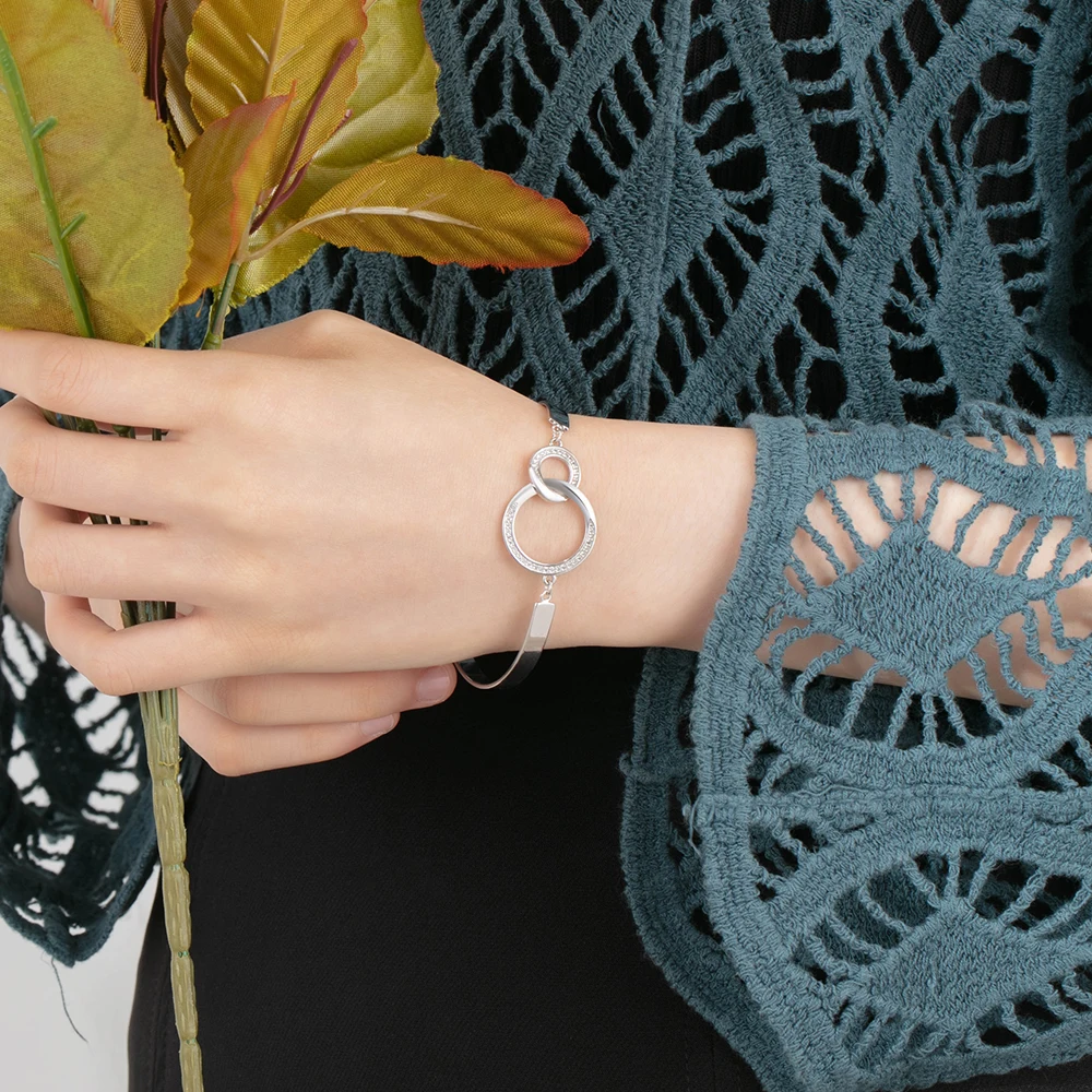 Персонализированный именной браслет серебряного цвета двойной круг блокировка