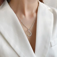 amaiyllis 925 sterling silver necklace frosted moon clavicle necklace fashion simple moon pendant necklace for women jewelry