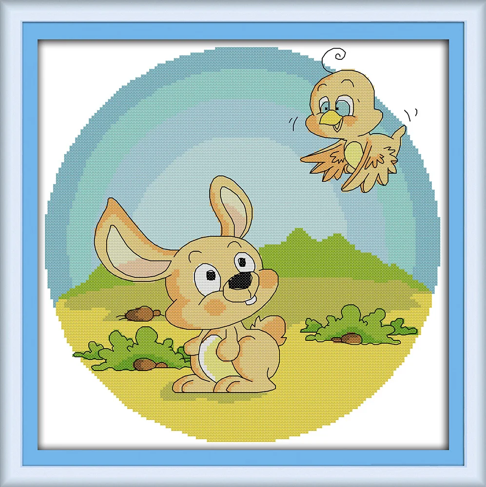 

The rabbit and the bird cross stitch kit DIY embroidery set handmade needlework cross-stitching DMC color Dreamfounder